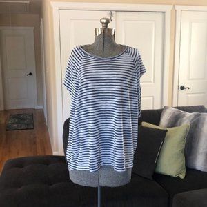 Free People blue white over-sized striped soft loose fit tee NWT